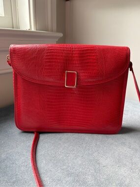Jay Herbert Red Leather Crossbody Clutch